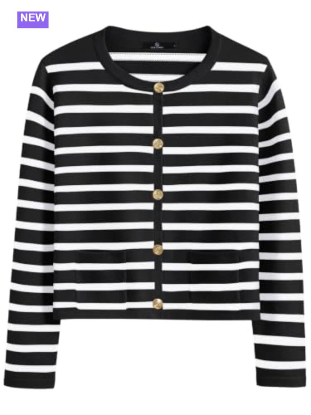 Lightweight Crewneck Button Front Cardigan Sweater with Pockets
